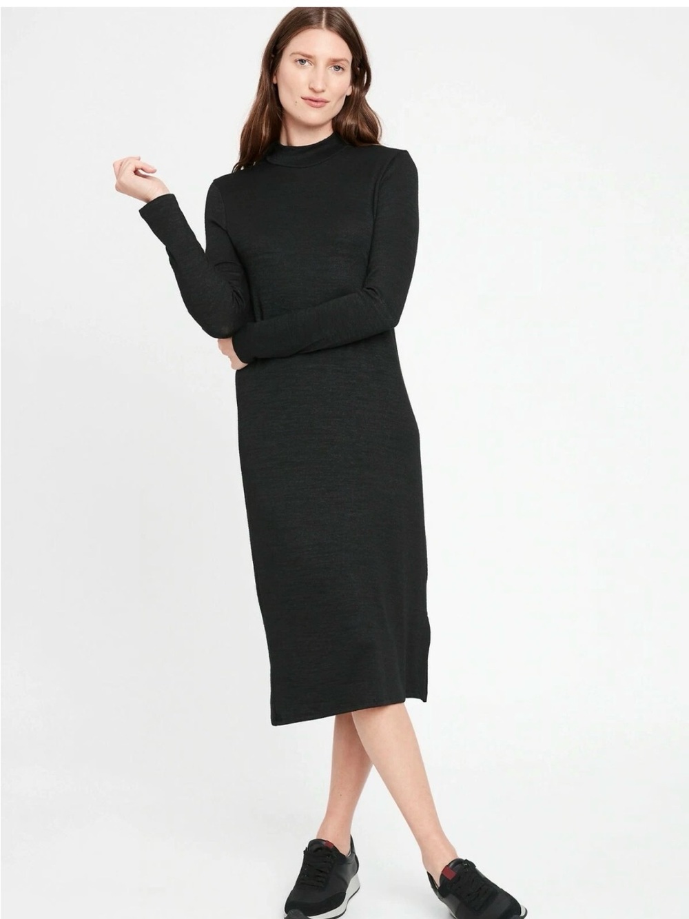 Banana Republic Luxespun Mock-Neck Dress, Black Size M